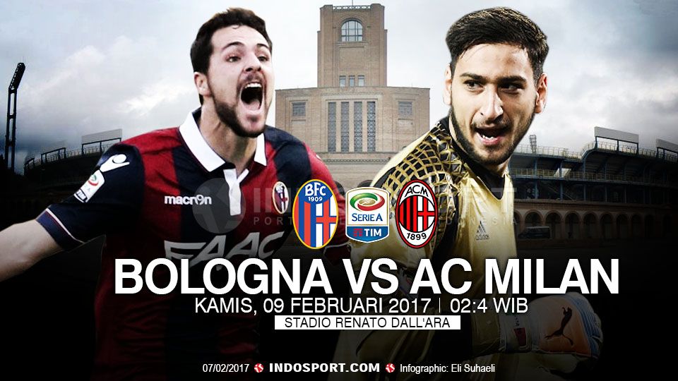 Bologna menghadapi AC Milan dalam lanjutan Serie A Italia musim 2016/17 pekan ke-23. Copyright: &copy; INDOSPORT/Getty Images